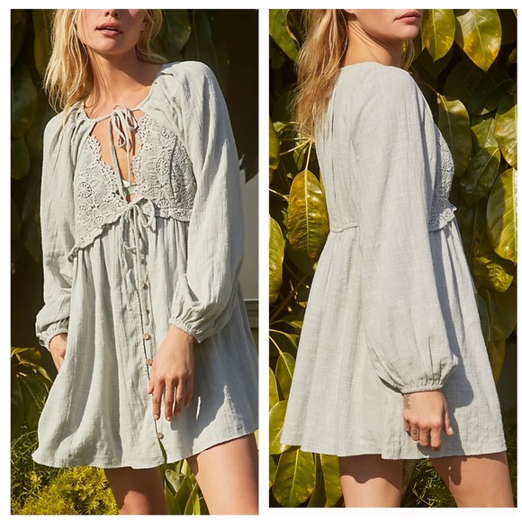 Free People Dresses & Skirts - FREE PEOPLE SUMMER STRUTTIN MINI DRESS LARGE GREY MIST